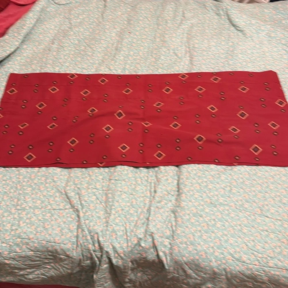 Red Valance with Small Geometric Designs